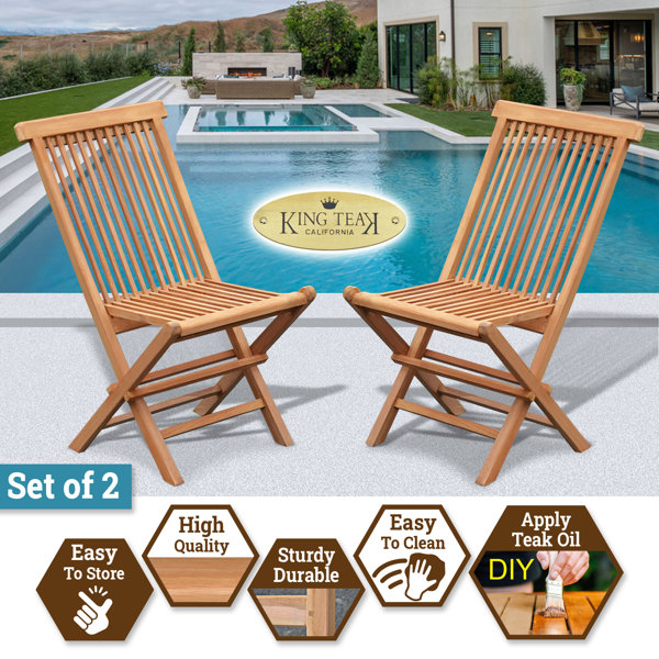 SunriseOutdoorLTD 2 Pack Golden Teak Wood Outdoor Folding Chair Patio